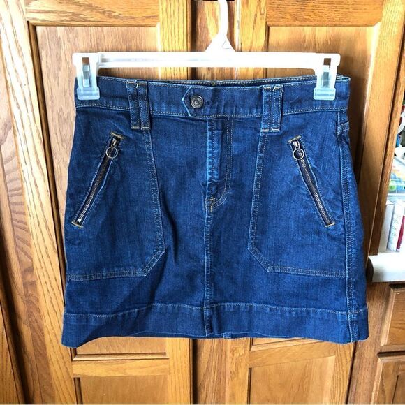 7 For All Mankind Zipper Pockets Denim Mini Skirt Blue - 26 - Picture 4 of 11